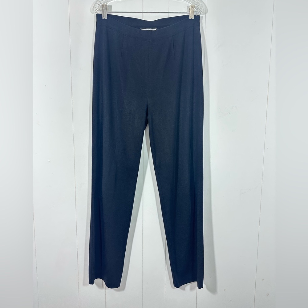 Misook Women’s Straight Leg Black Pull On Knot Pants Size Large Elastic Waist